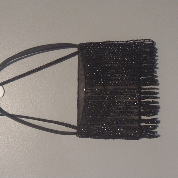 Vintage Cache evening purse black beaded small - Picture 1 of 10